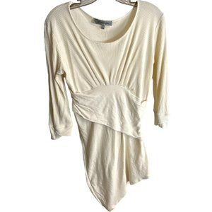 MaxMara SportMax Cream Long Sweater with round neck and side zipper long sleeves